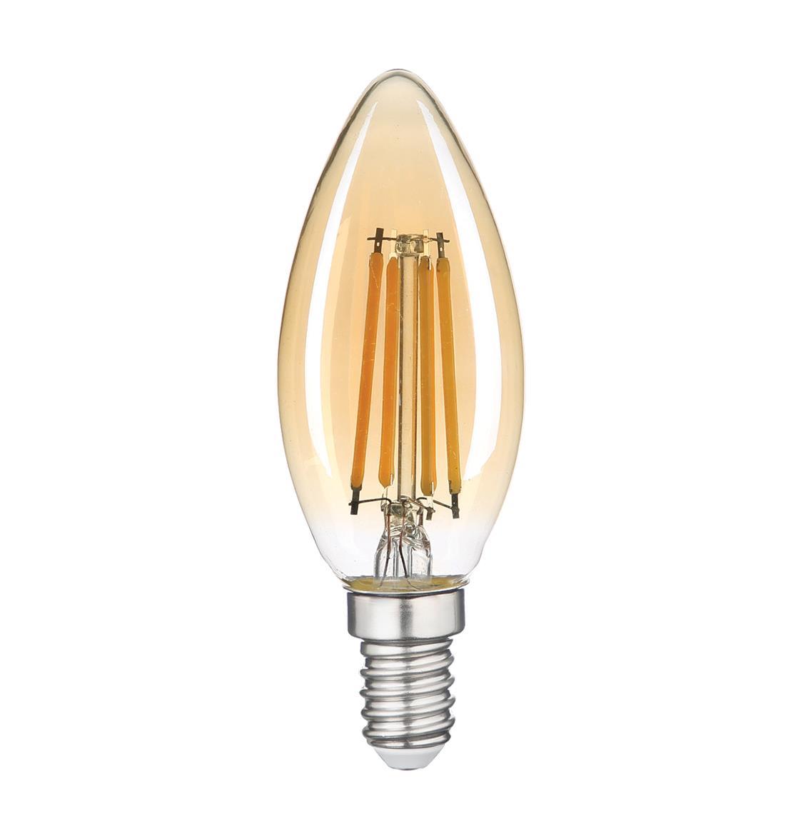 Heka C35 Bal Düz LED Ampul 6W E14 2500K Sarı Işık ERD-34 3'lü