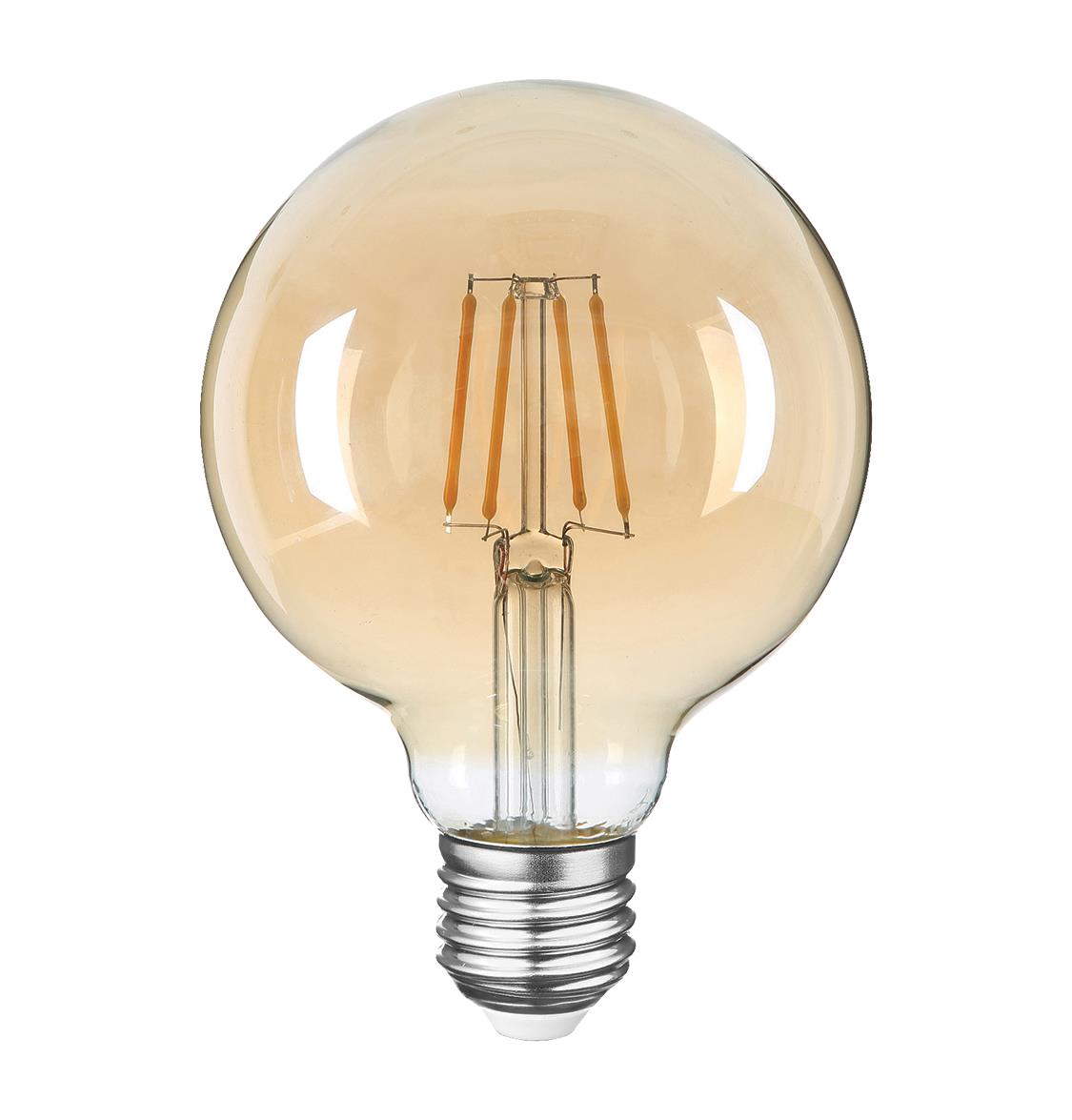 HEKA G125 Bal Cam LED Ampul 7W E27 2500K Sarı Işık ERD-318 3'lü