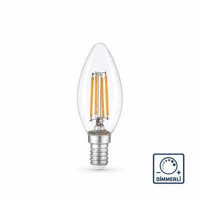 Heka C35 Şeffaf Cam Düz LED Ampul 6W E14 3000K Gün Işığı ERD-308