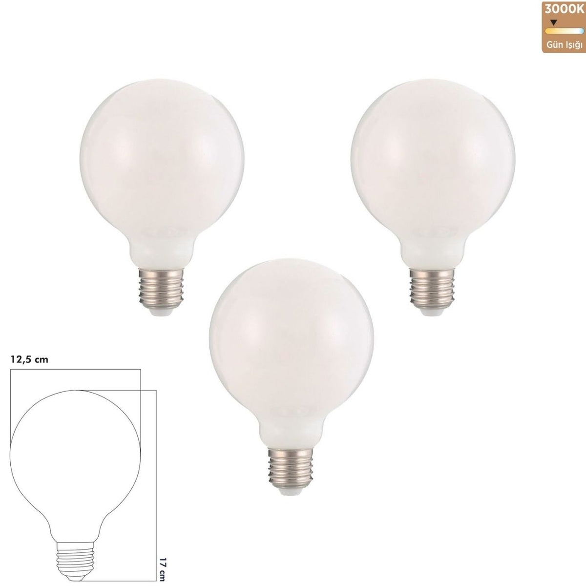Heka G125 Opal Cam LED Ampul 9W E27 3000K Gün Işığı ERD-233 (3'lü Paket)