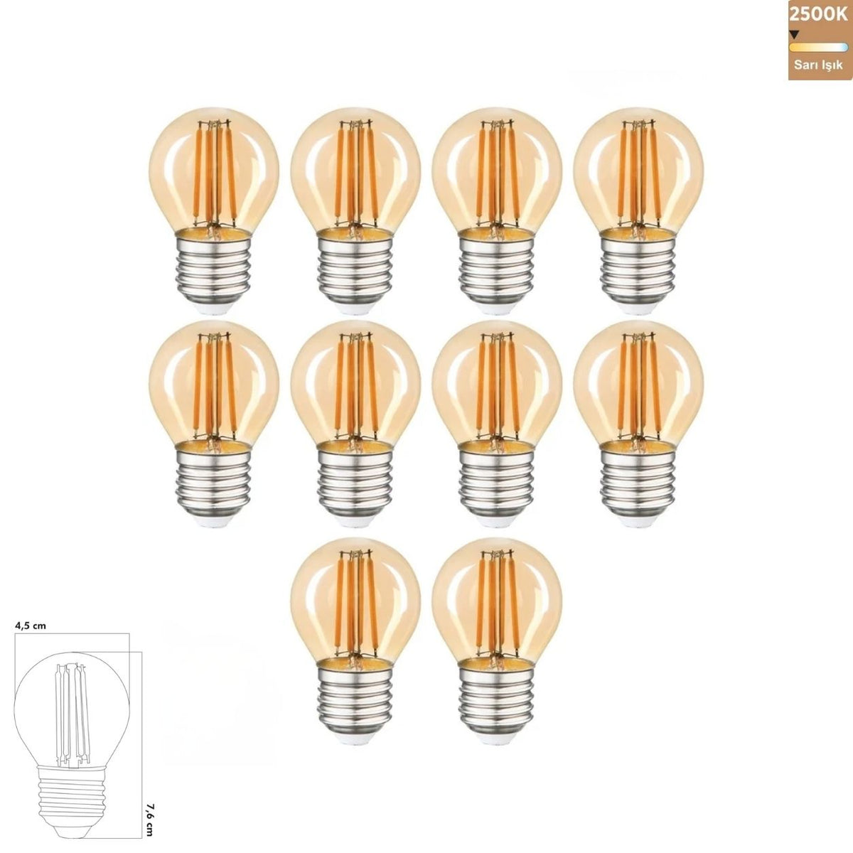 Heka G45 Bal Cam LED Ampul 6W E27 2500K Sarı Işık ERD-43 (10'lu Paket)