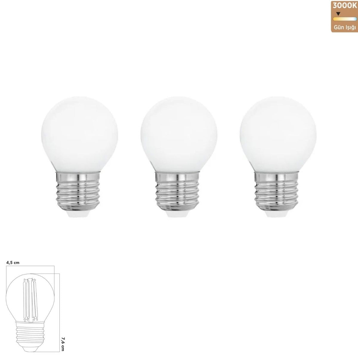 Heka G45 Opal Cam LED Ampul 6W E27 3000K Gün Işığı ERD-239 (3'lü Paket)