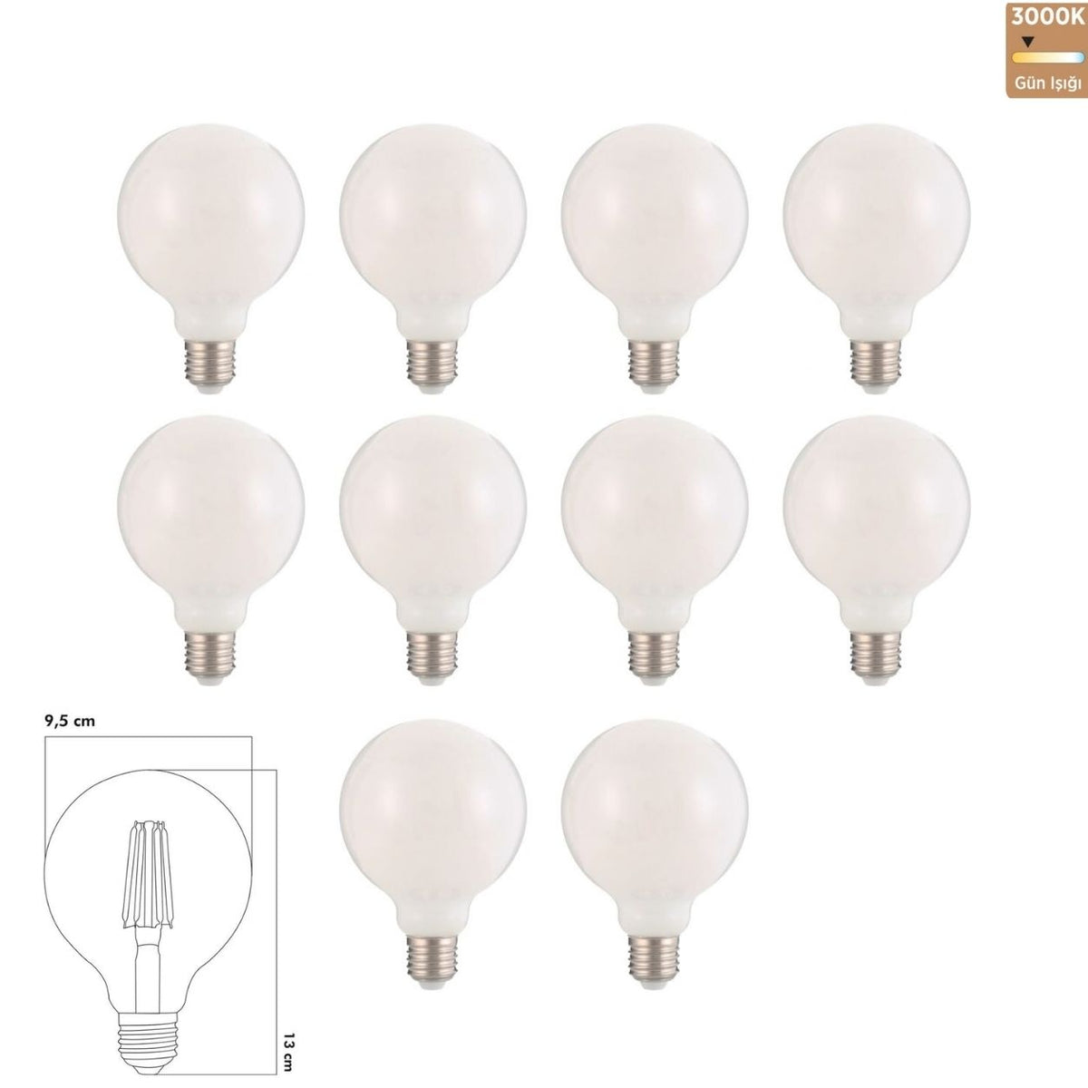 Heka G95 Opal Cam LED Ampul 9W E27 3000K Gün Işığı ERD-232 (10'lu Paket)