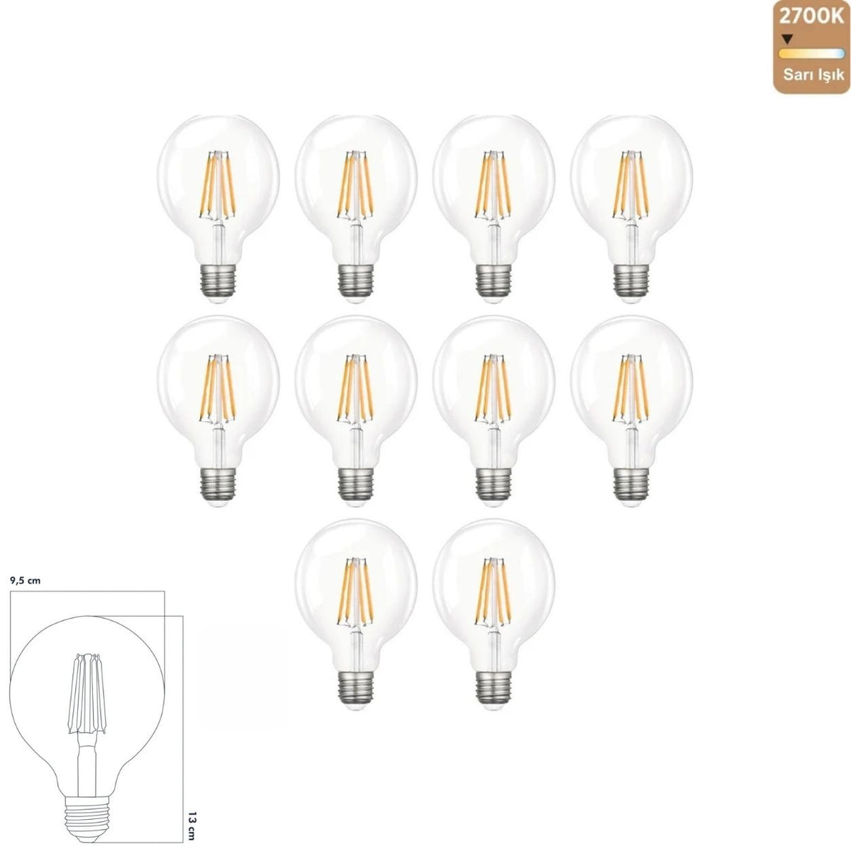 Heka G95 Rustik LED Ampul 6W E27 2700K Sarı Işık ERD-88 (10'lu Paket)