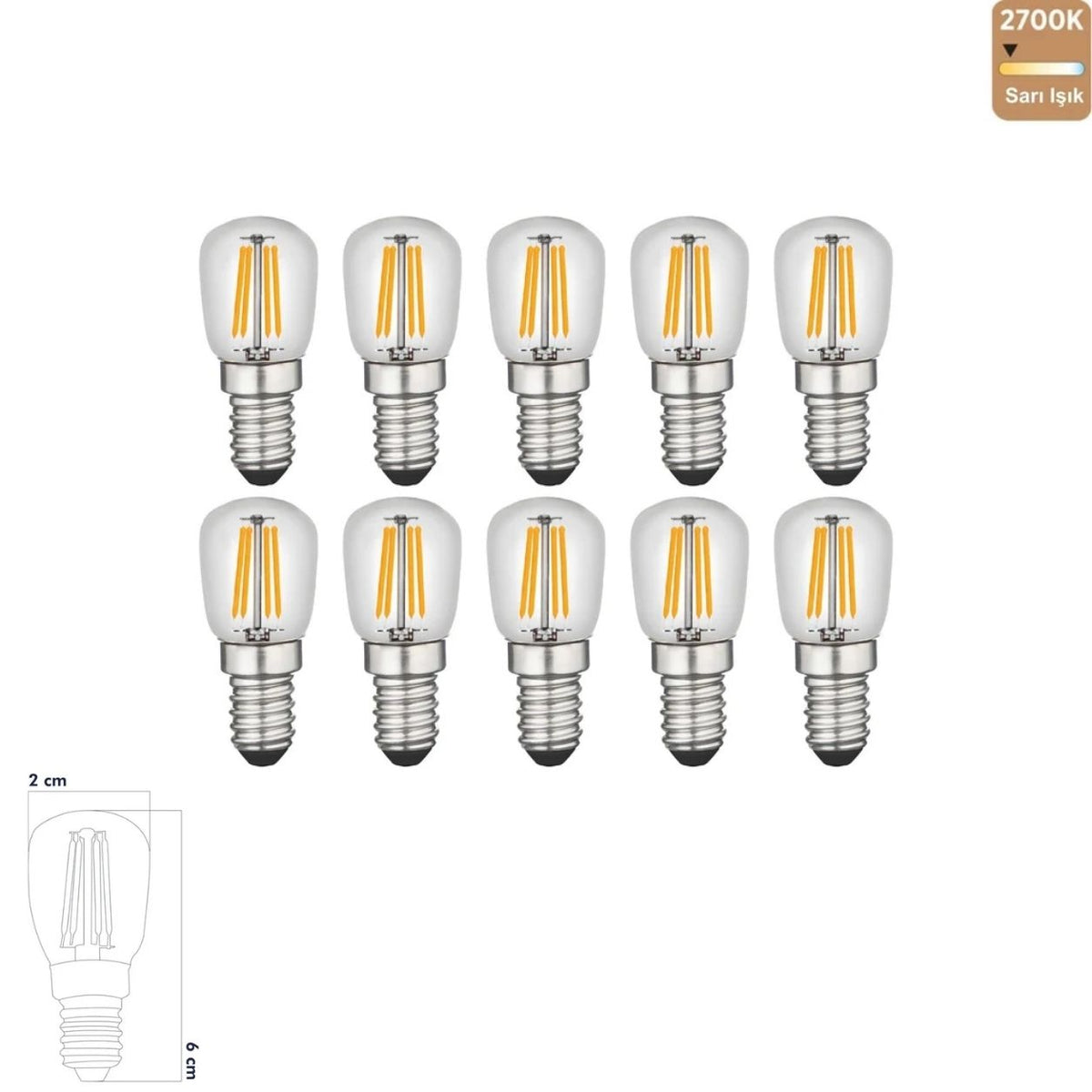 Heka ST26 Rustik LED Ampul 2W E14 2700K Sarı Işık ERD-69 (10'lu Paket)