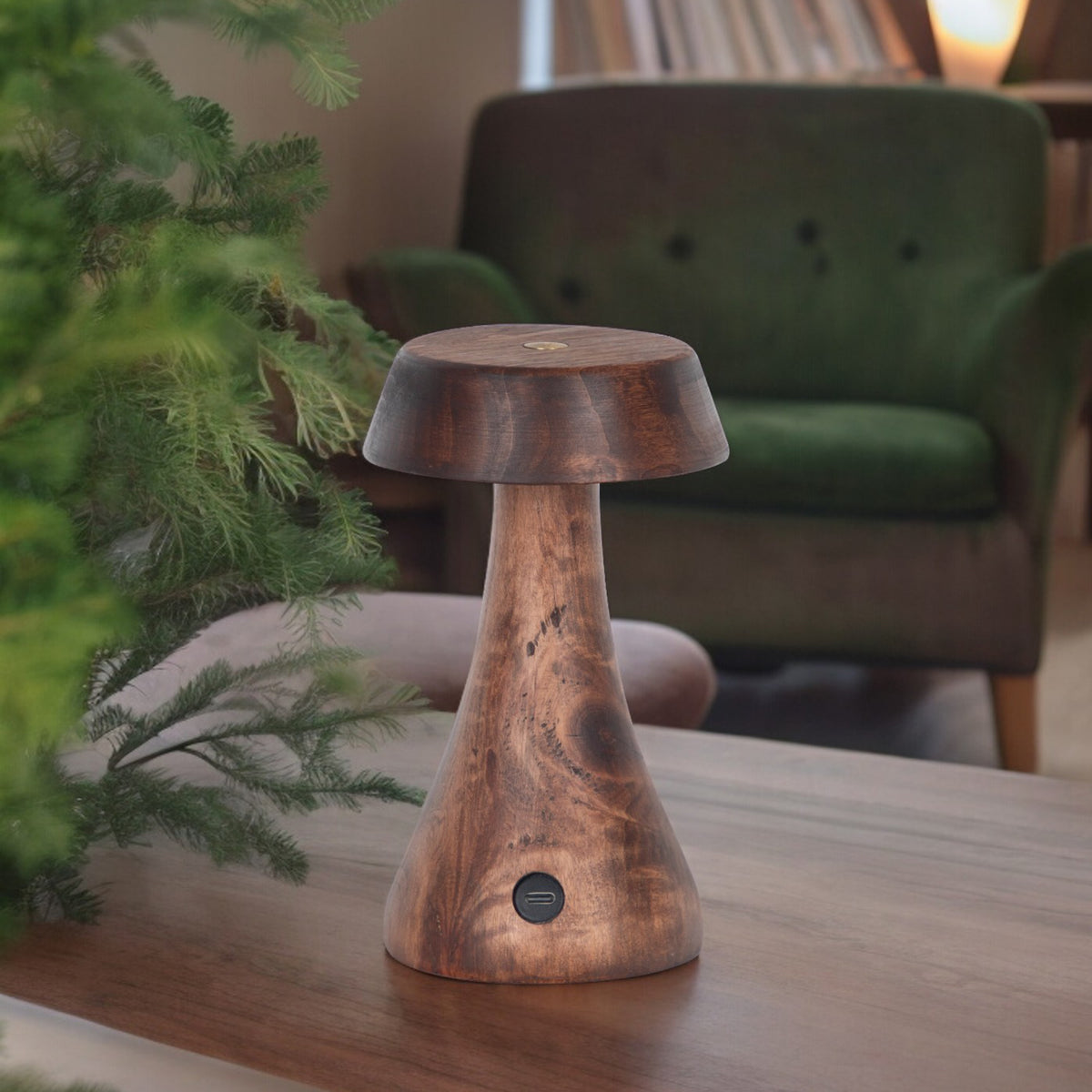 Morchella Şarjlı Wenge Mantar Masa Lambası