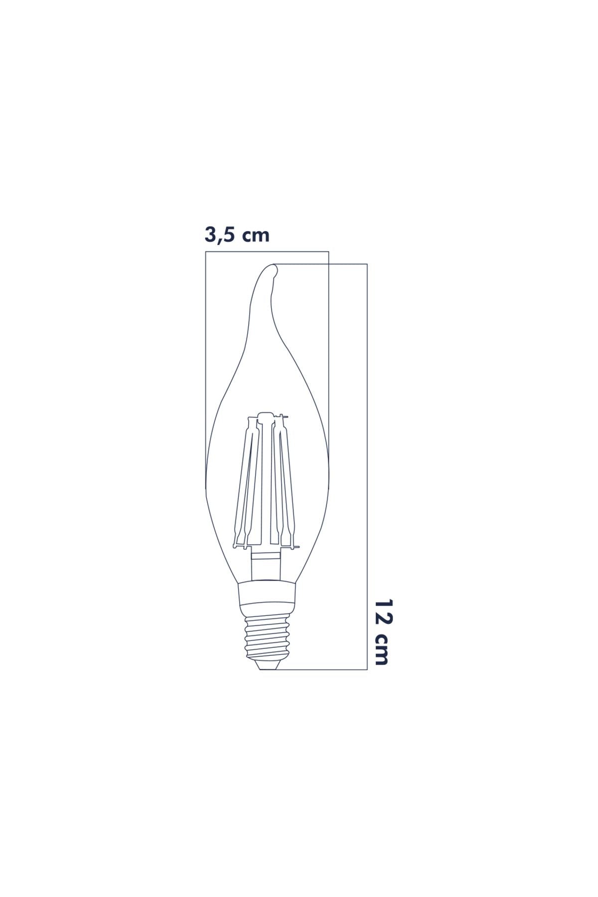 Dekoratif Kıvrık Buji Mum Avize Ampulü 6W E14 6500K Beyaz Işık 5'li ERD-94