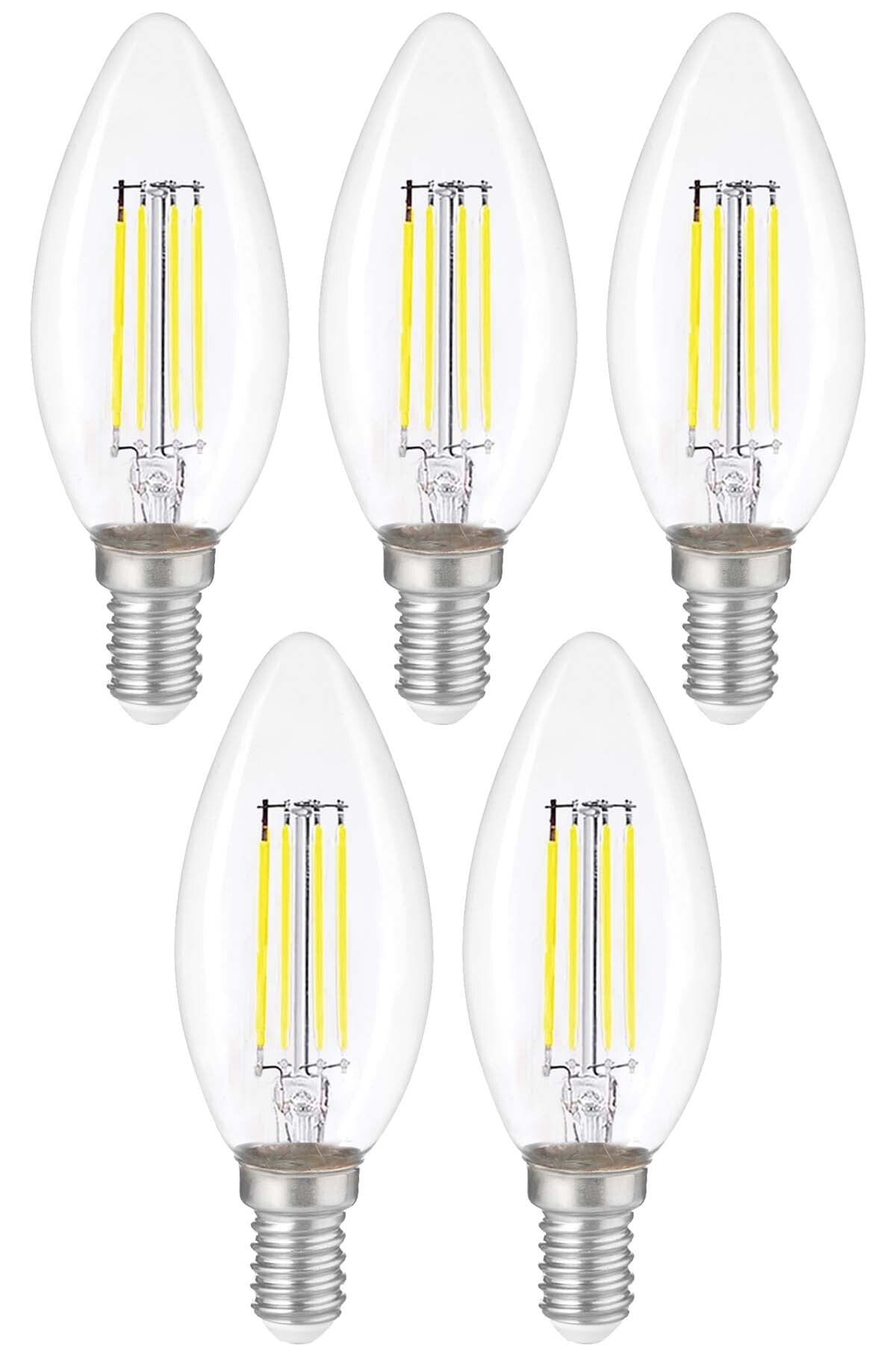 Dekoratif Mum Led Avize Ampulü Rustik E14 6W 6500K Beyaz Işık 5'li ERD-93