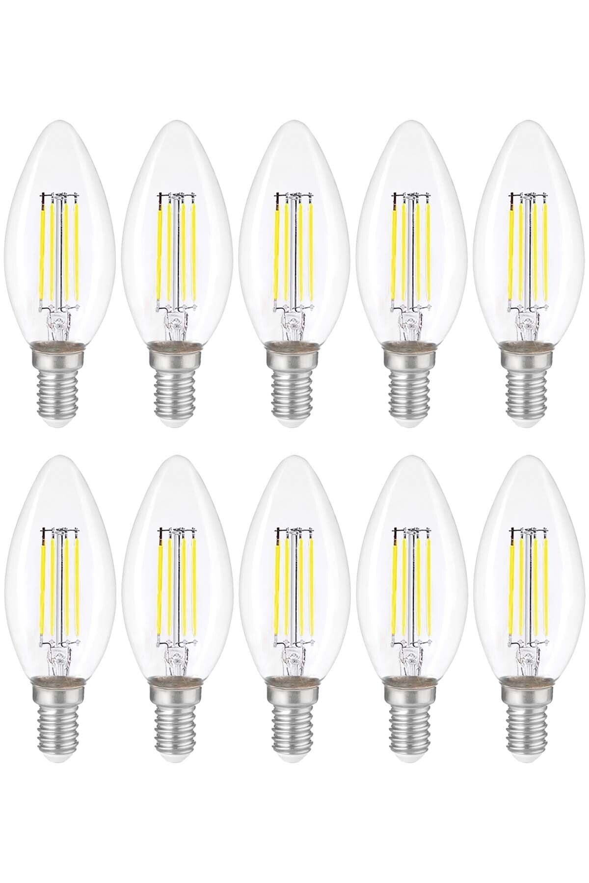 Dekoratif Mum Led Avize Ampulü Rustik E14 6W 6500K Beyaz Işık 10'lu ERD-93