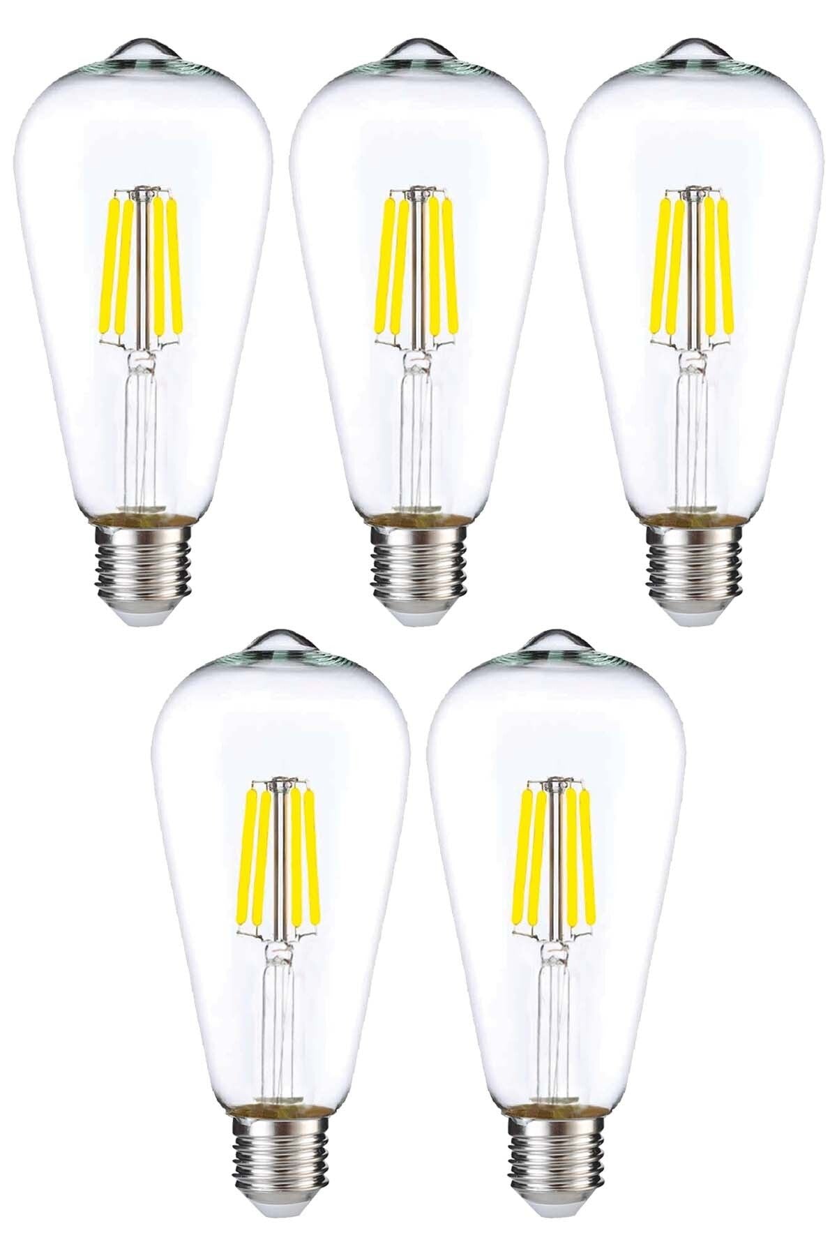 Dekoratif Rustik Armut LED Ampul E27 ST64 6W 6500K Beyaz Işık 5'li ERD-209