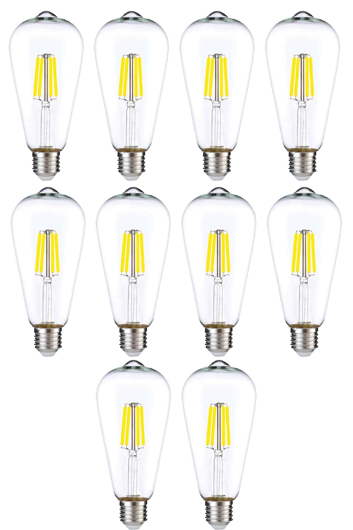 Dekoratif Rustik Armut LED Ampul E27 ST64 6W 6500K 10'lu Beyaz Işık ERD-209