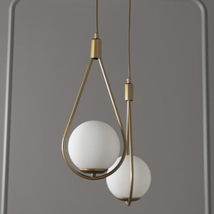 ELEGAN ESKİTME İKİLİ GLOP BEYAZ CAMLI SARKIT AVİZE - Aydınlatmacıyız