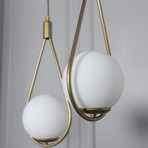 ELEGAN ESKİTME İKİLİ GLOP BEYAZ CAMLI SARKIT AVİZE - Aydınlatmacıyız