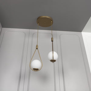 ELEGAN ESKİTME İKİLİ GLOP BEYAZ CAMLI SARKIT AVİZE - Aydınlatmacıyız