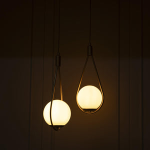 ELEGAN ESKİTME İKİLİ GLOP BEYAZ CAMLI SARKIT AVİZE - Aydınlatmacıyız