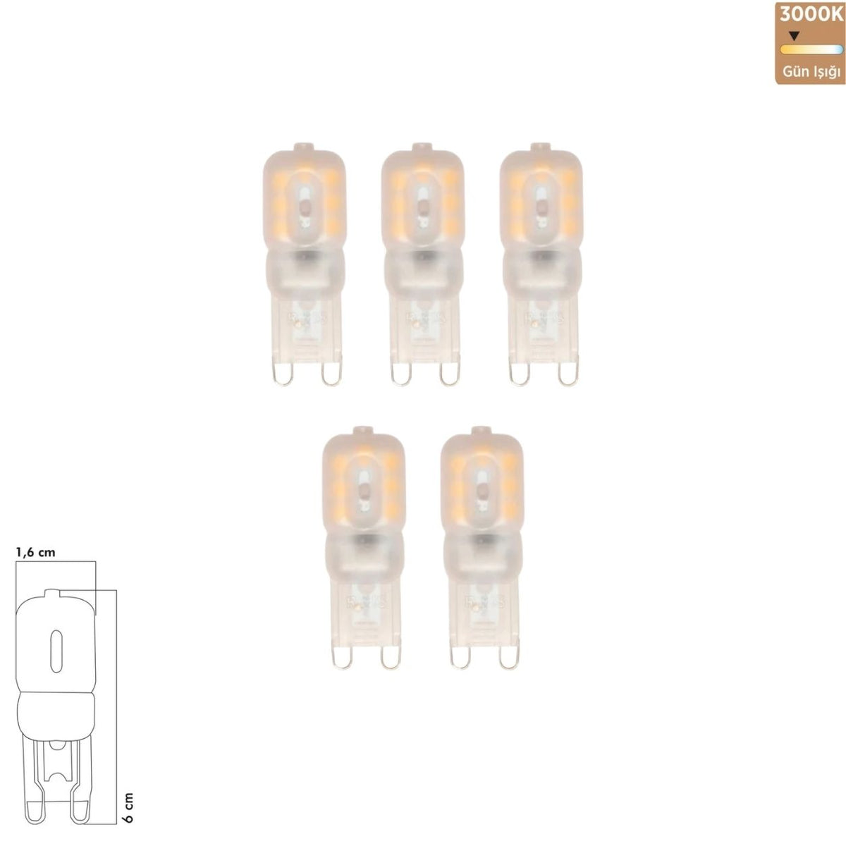 Heka 220V Smd LED Ampul 3W G9 3000K Gün Işığı ERD-263 (5'li Paket)