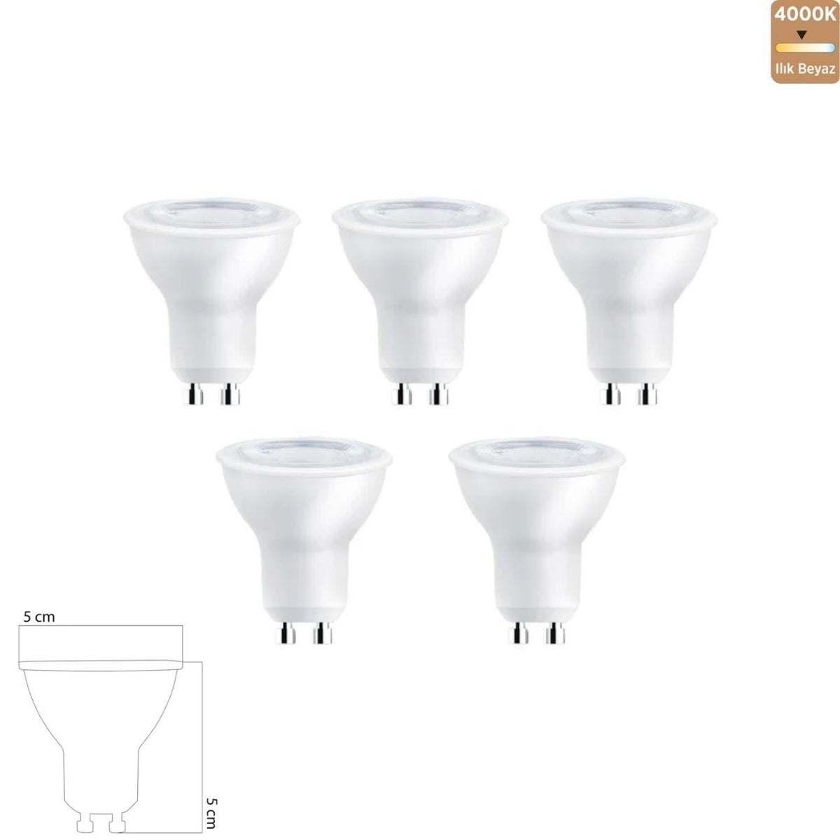 Heka 220V Cob LED Ampul 6W GU10 4000K Ilık Beyaz ERD-285 (5'li Paket)