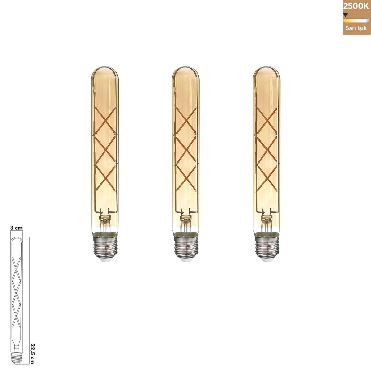 Heka T30 Bal Cam LED Ampul 6W E27 2500K Gün Işığı ERD-33 (3'lü Paket)