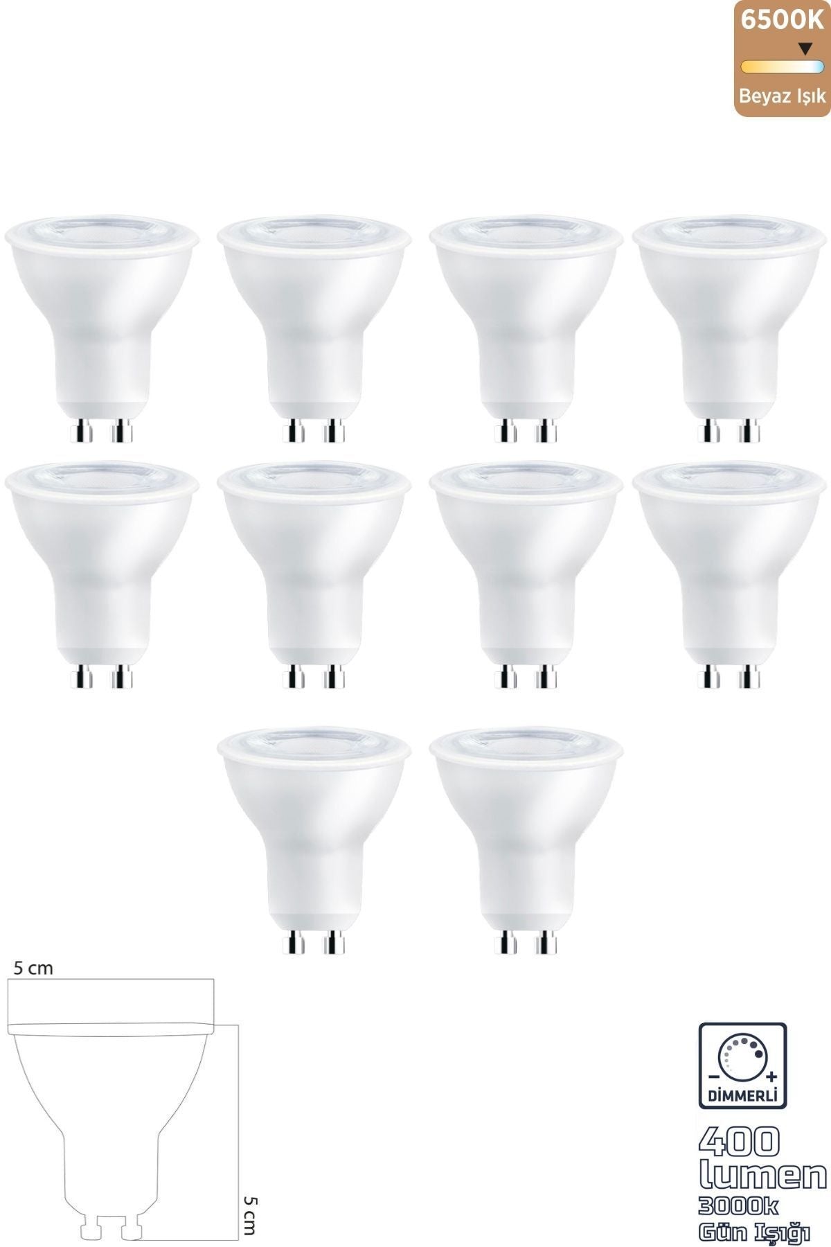 Heka GU10 220V 6W 3000k Cob LED Ampul 10'lu ERD-284