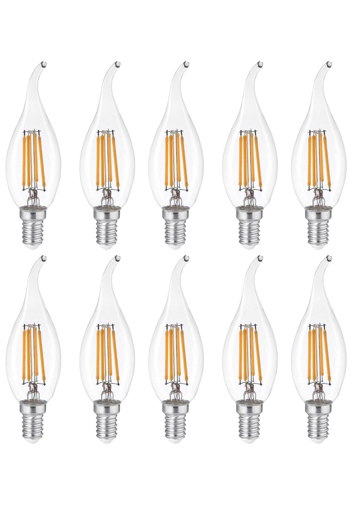 Heka Filament Rustik LED Ampul Kıvrık Uç 8W 3000K E14 Gün Işığı 10'lu ERD-36