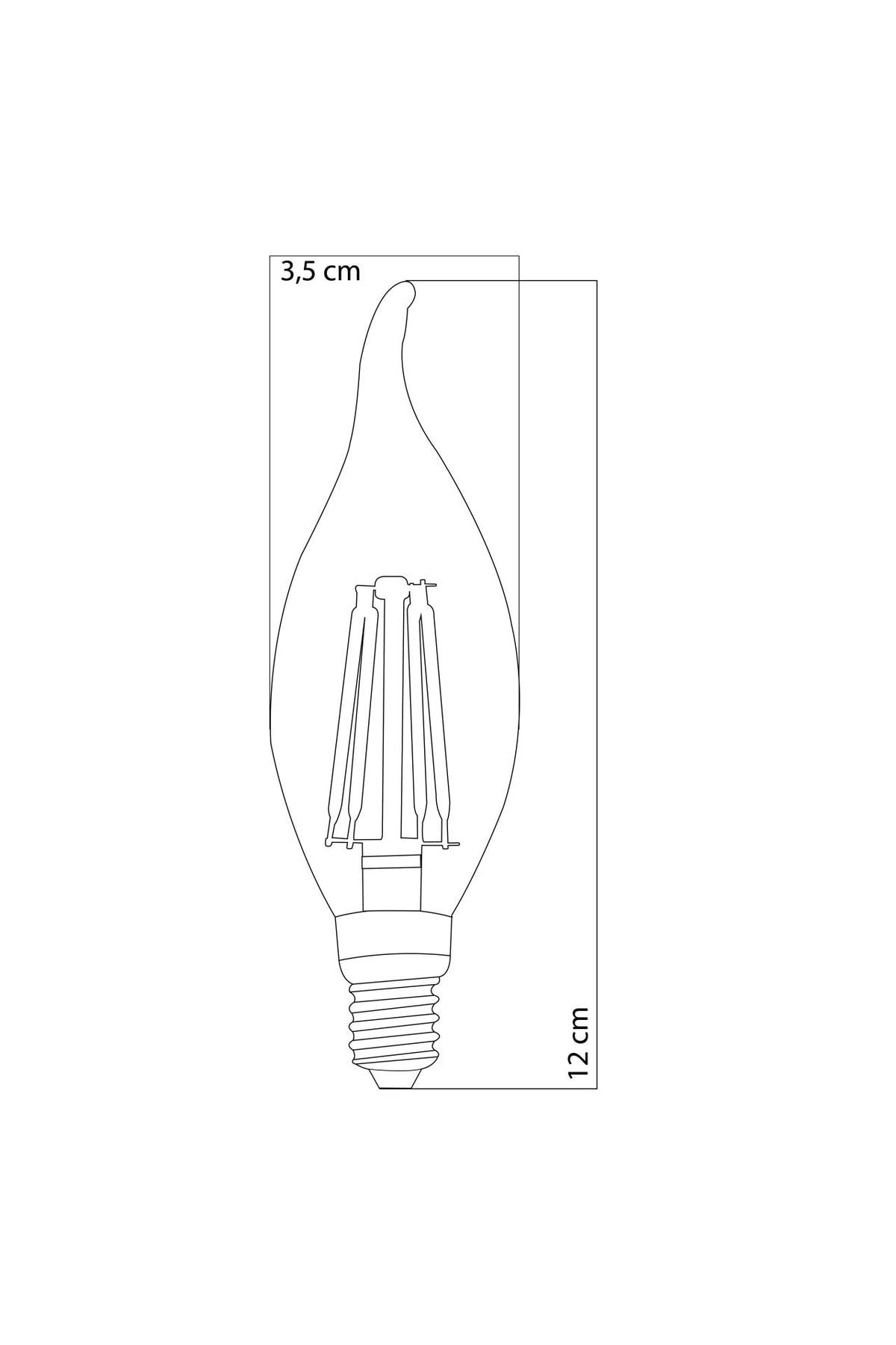 Heka Filament Rustik LED Ampul Kıvrık Uç 8W 3000K E14 Gün Işığı 10'lu ERD-36