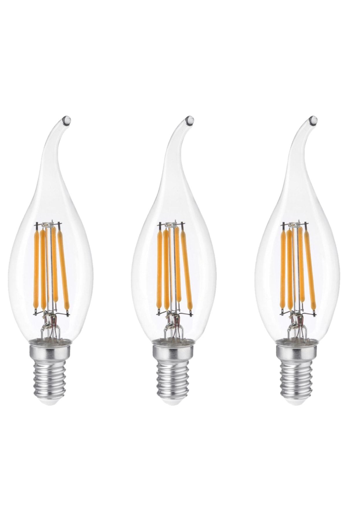 Heka Filament Rustik LED Ampul Kıvrık Uç 8W 3000K E14 Gün Işığı 3'lü ERD-36