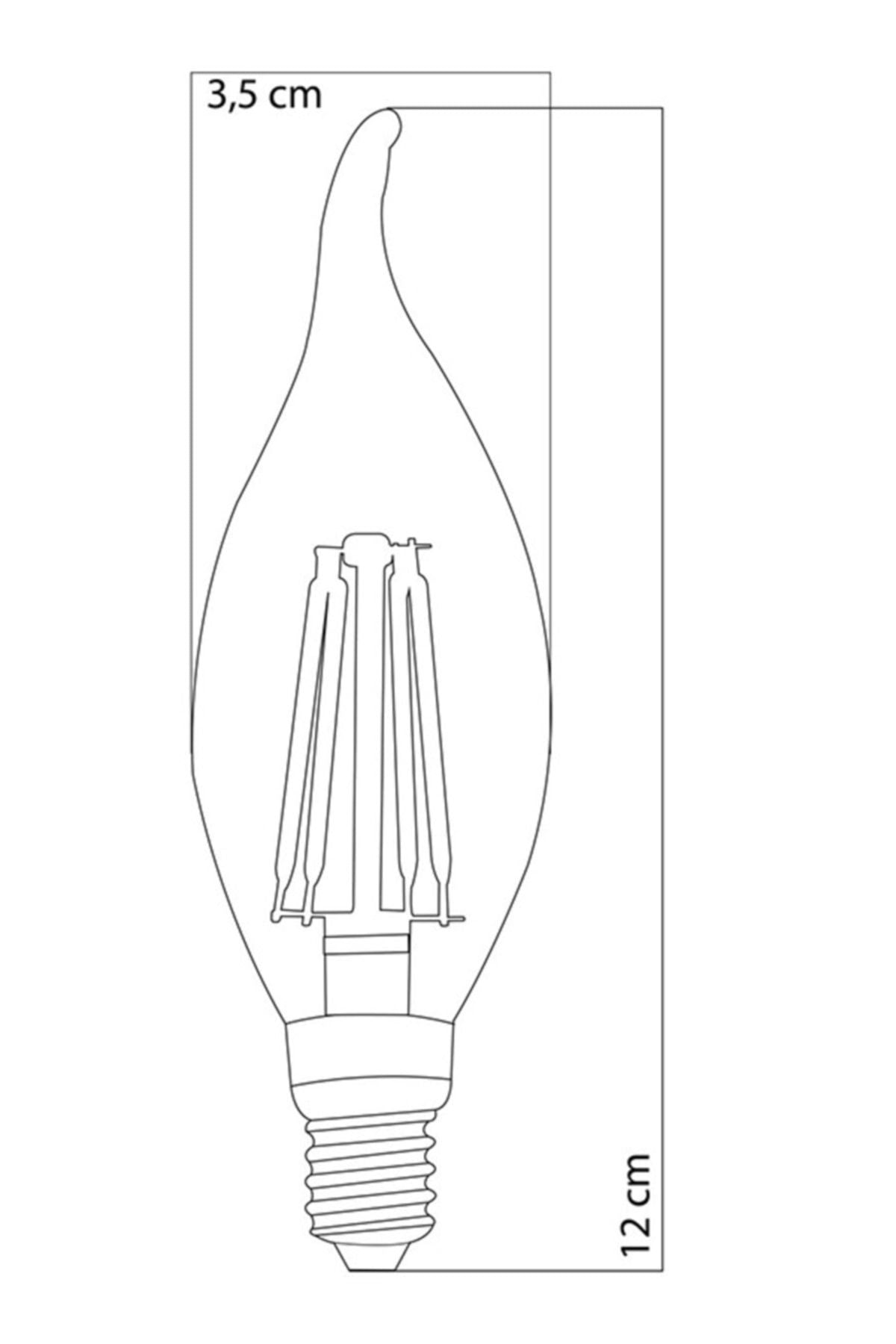 Heka Filament Rustik LED Ampul Kıvrık Uç 8W 3000K E14 Gün Işığı 3'lü ERD-36