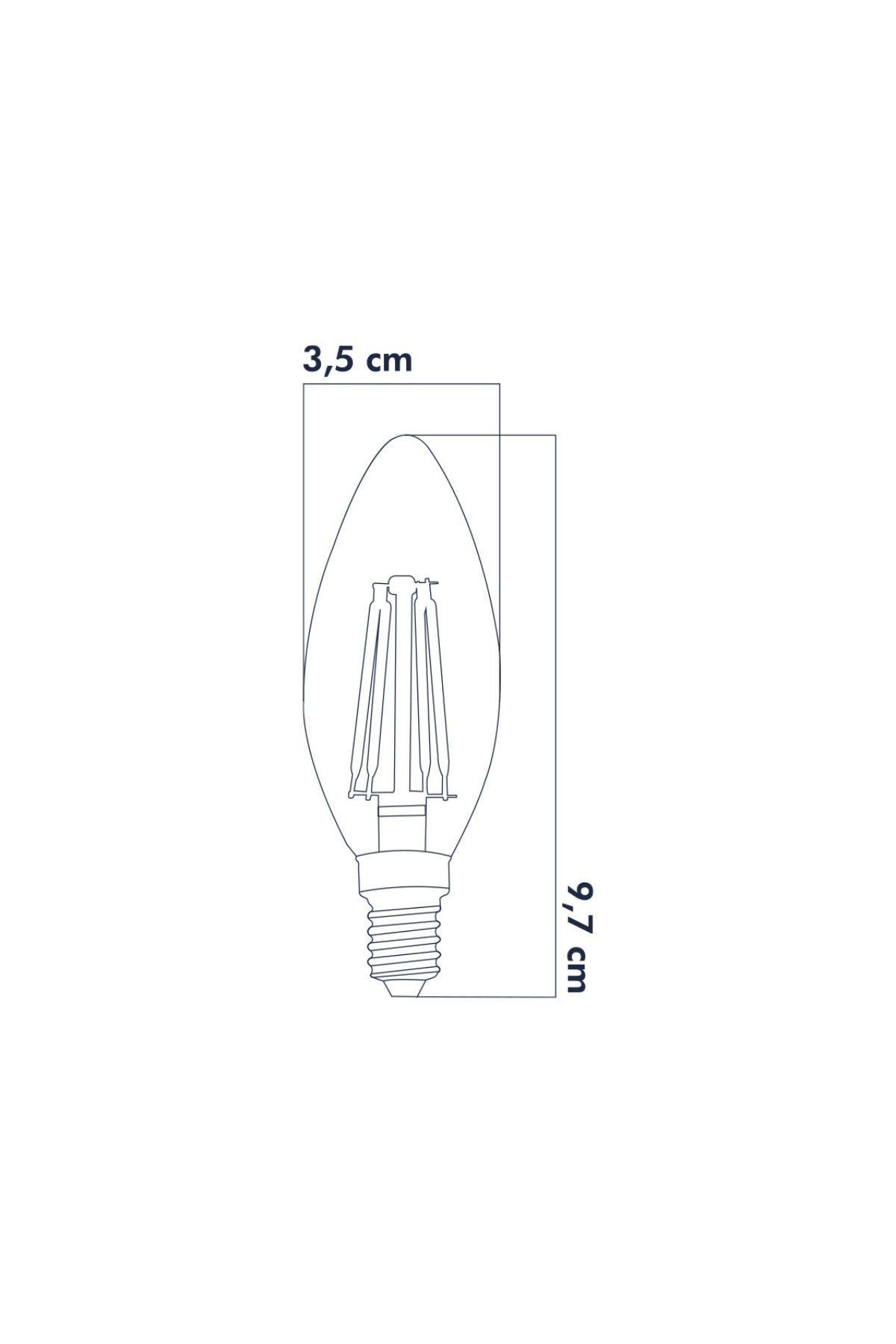 HEKA C35 Şeffaf Cam Düz LED Ampul 6W E14 3000K Gün Işığı ERD-308 10'lu