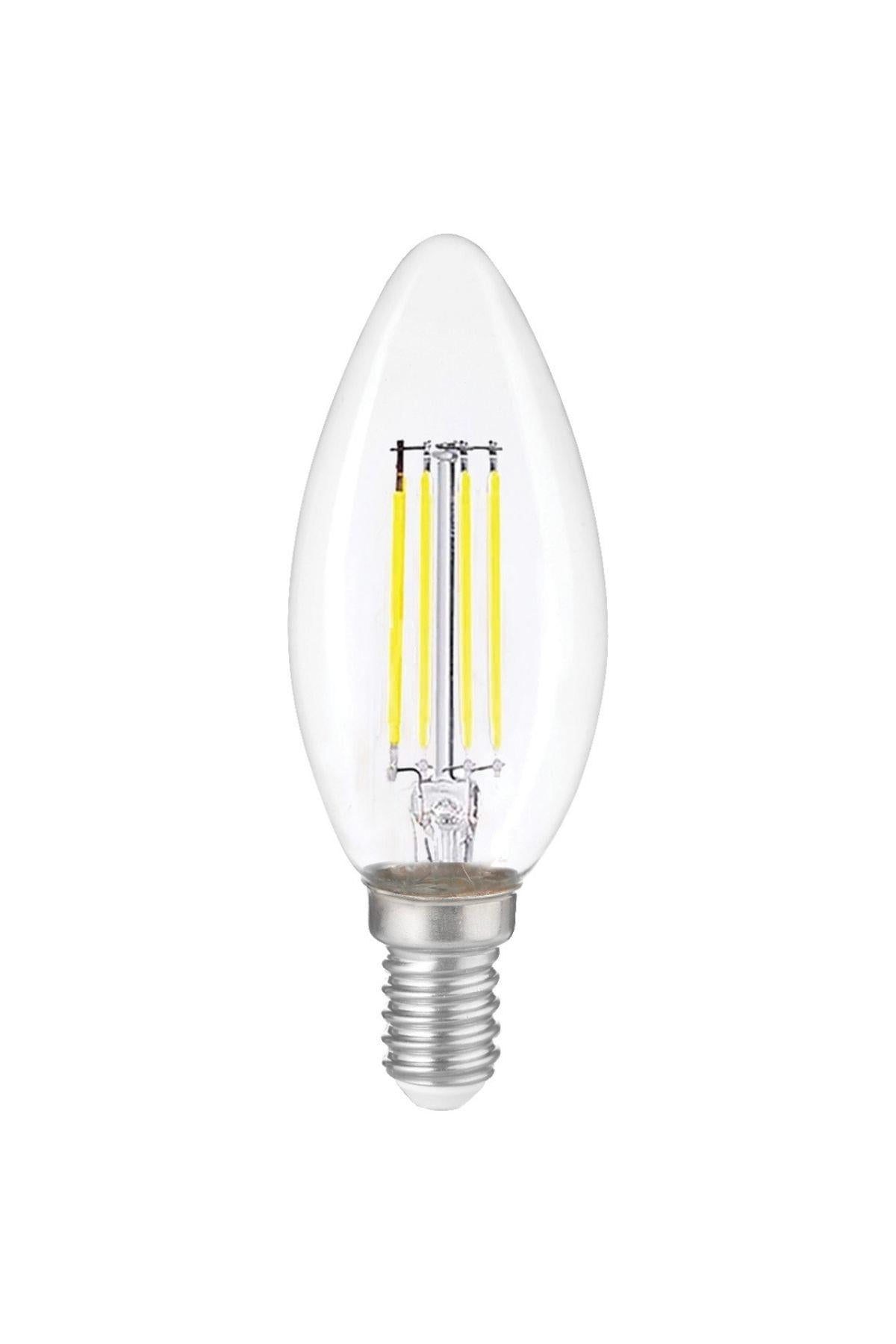 HEKA C35 Şeffaf Cam Düz LED Ampul 6W E14 6500K Beyaz Işık ERD-93 10'lu
