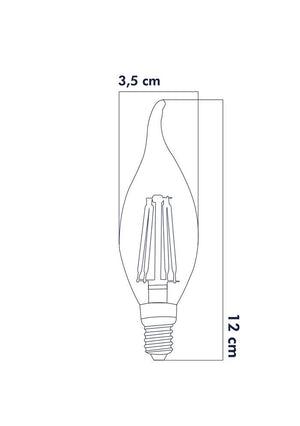 Heka Led Filament Rustik Ampul Kıvrık Uç 6W E14 6500K Beyaz Işık ERD-94 - Aydınlatmacıyız