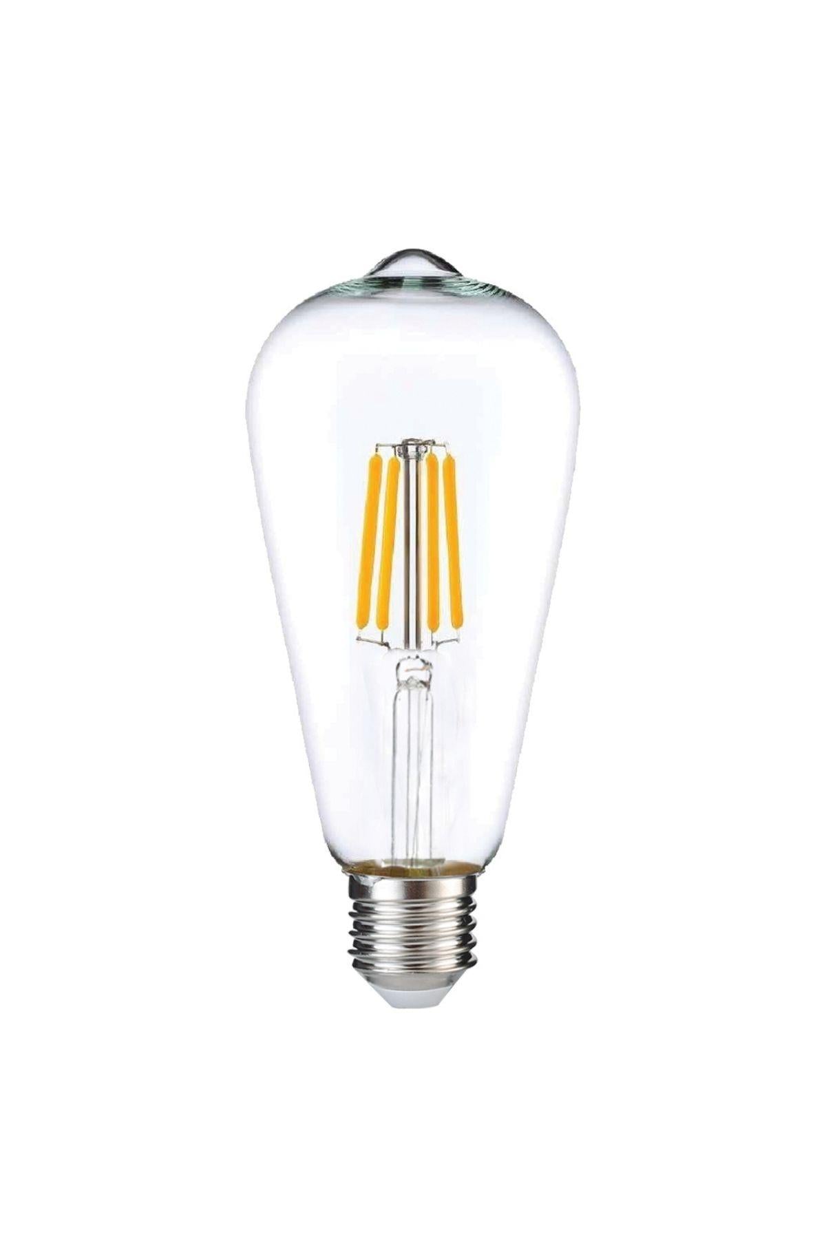 HEKA ST64 Şeffaf Cam LED Ampul 7W E27 2700K Sarı Işık ERD-319 3'lü