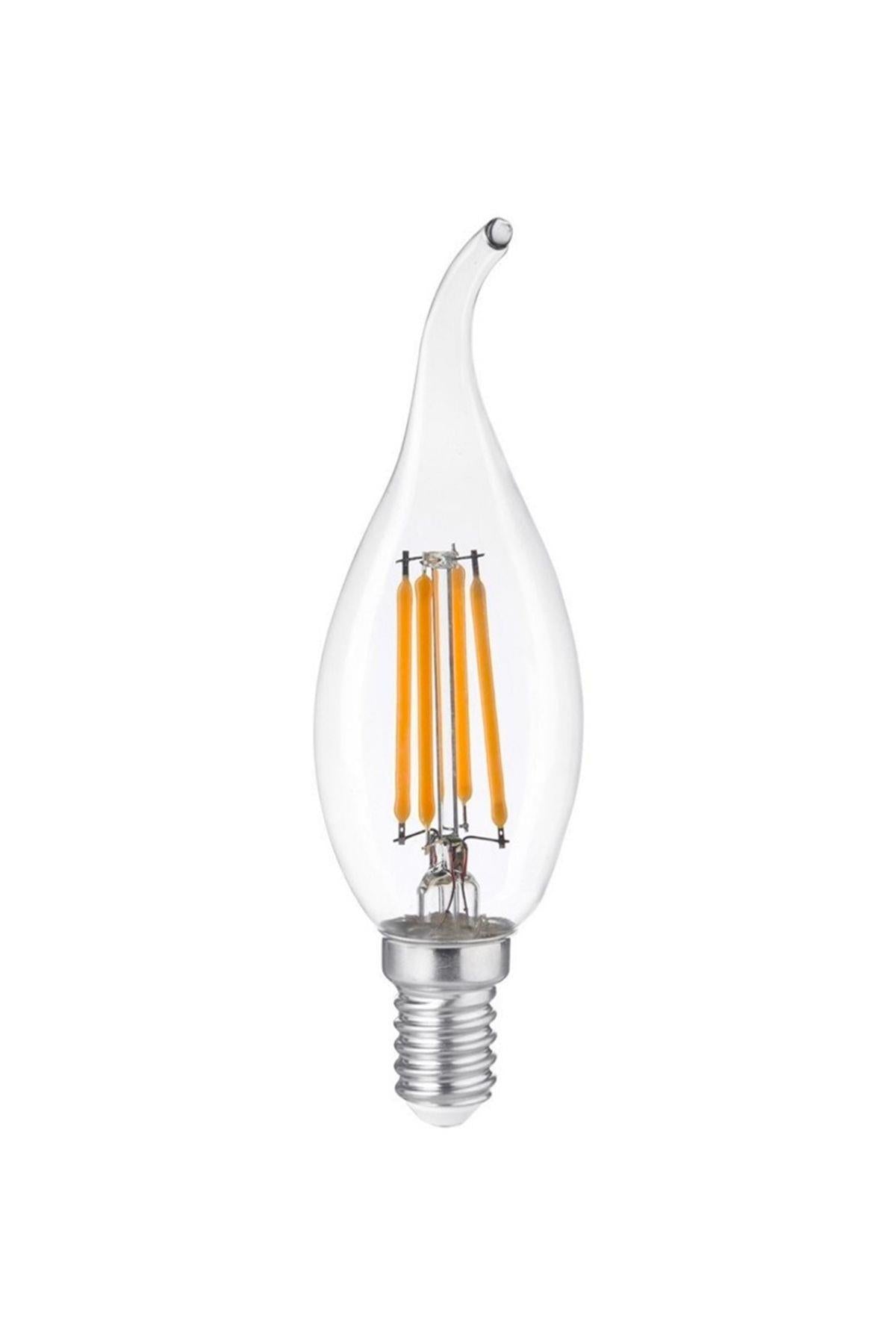 HEKA T35 Şeffaf Cam Kıvrık LED Ampul 6W E14 3000K Gün Işığı ERD-309 5'li