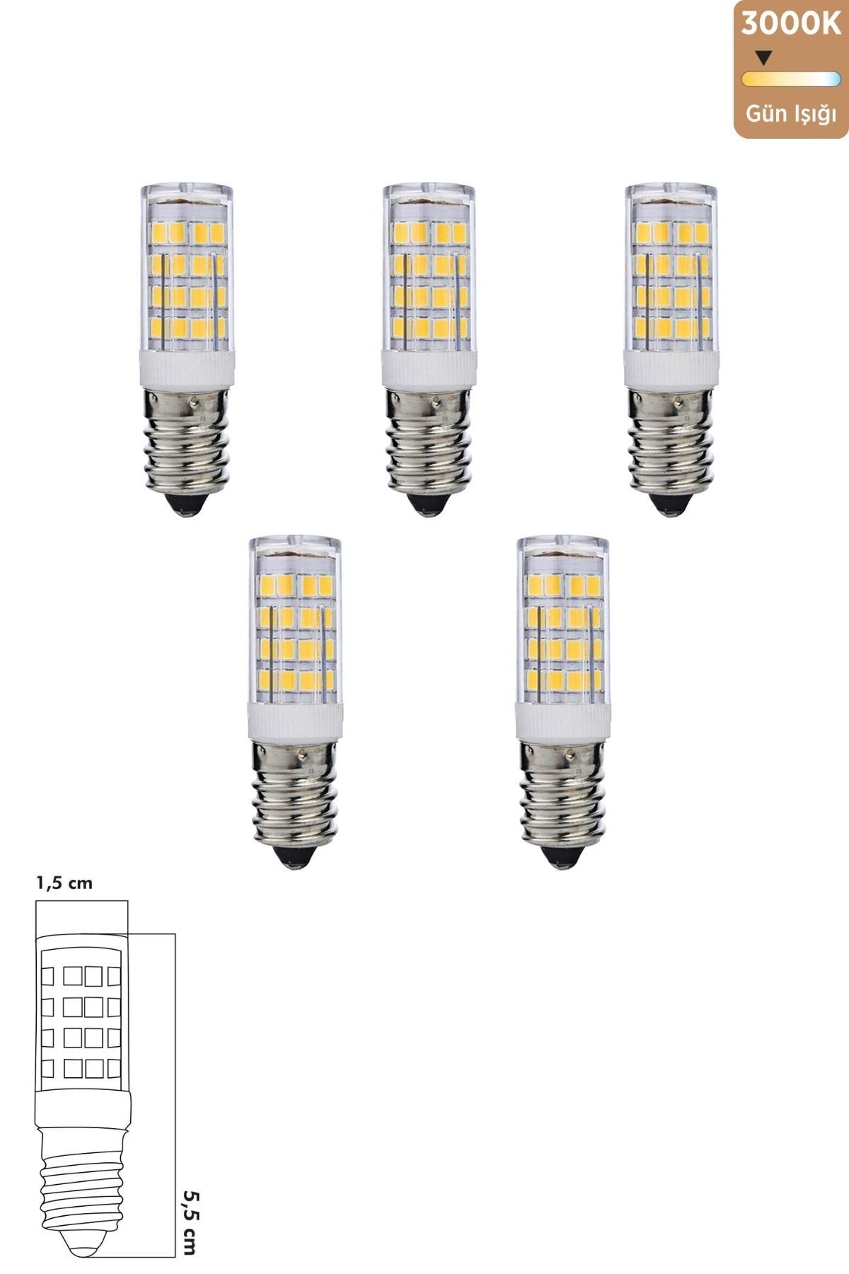Led Ampul 5W 3000K E14 (Gün Işığı) 5'li ERD-217