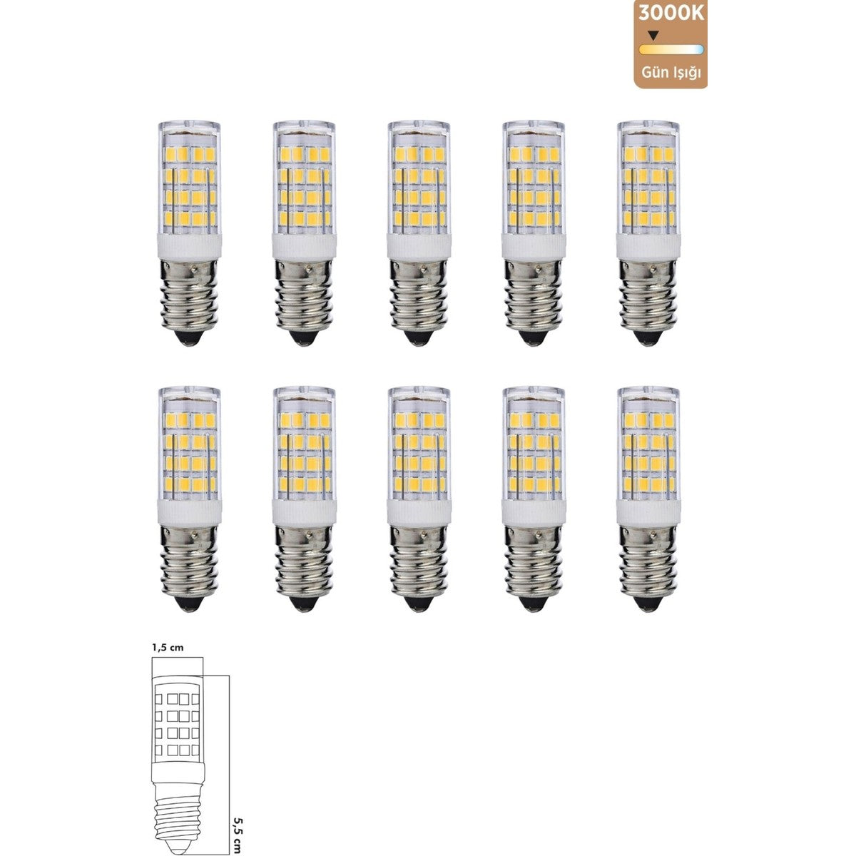Led Ampul 5W 3000K E14 (Gün Işığı) 10'lu ERD-217