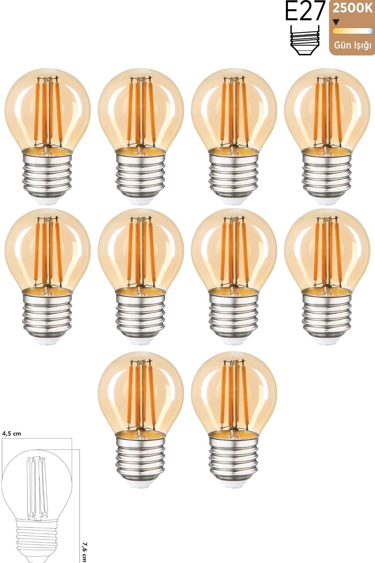 Led Ampul 6W 2500K E27 (Gün Işığı) 10'lu ERD-43