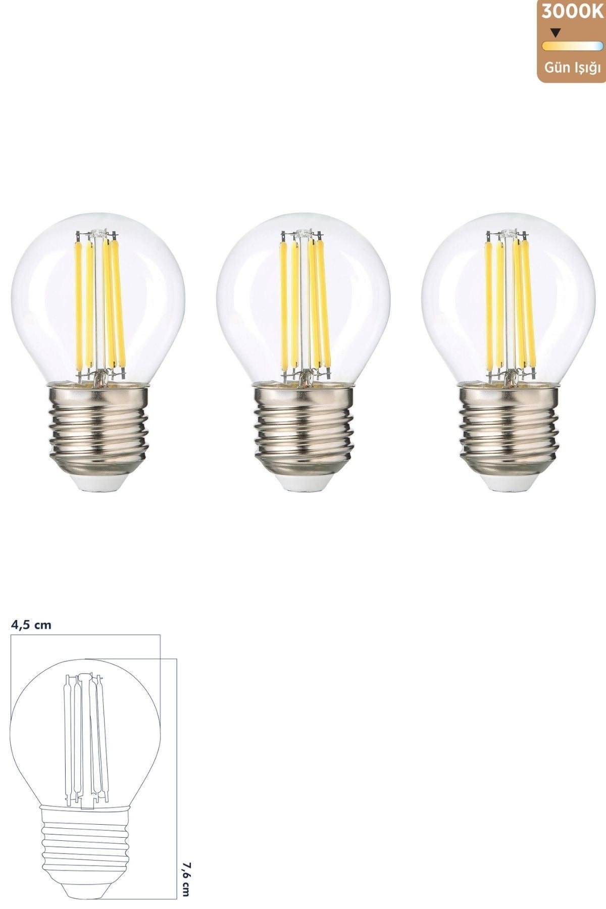 Heka Filament Rustik LED Ampul 6W E27 Beyaz Işık 3'lü ERD-247