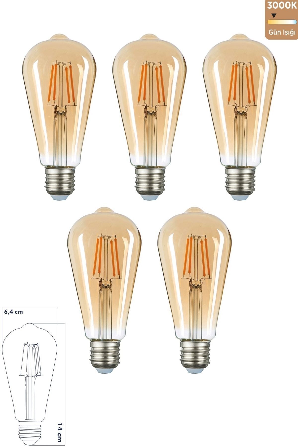Heka E27 ST64 LED Ampul 6W 2500K (Gün Işığı) 5'li Erd-81