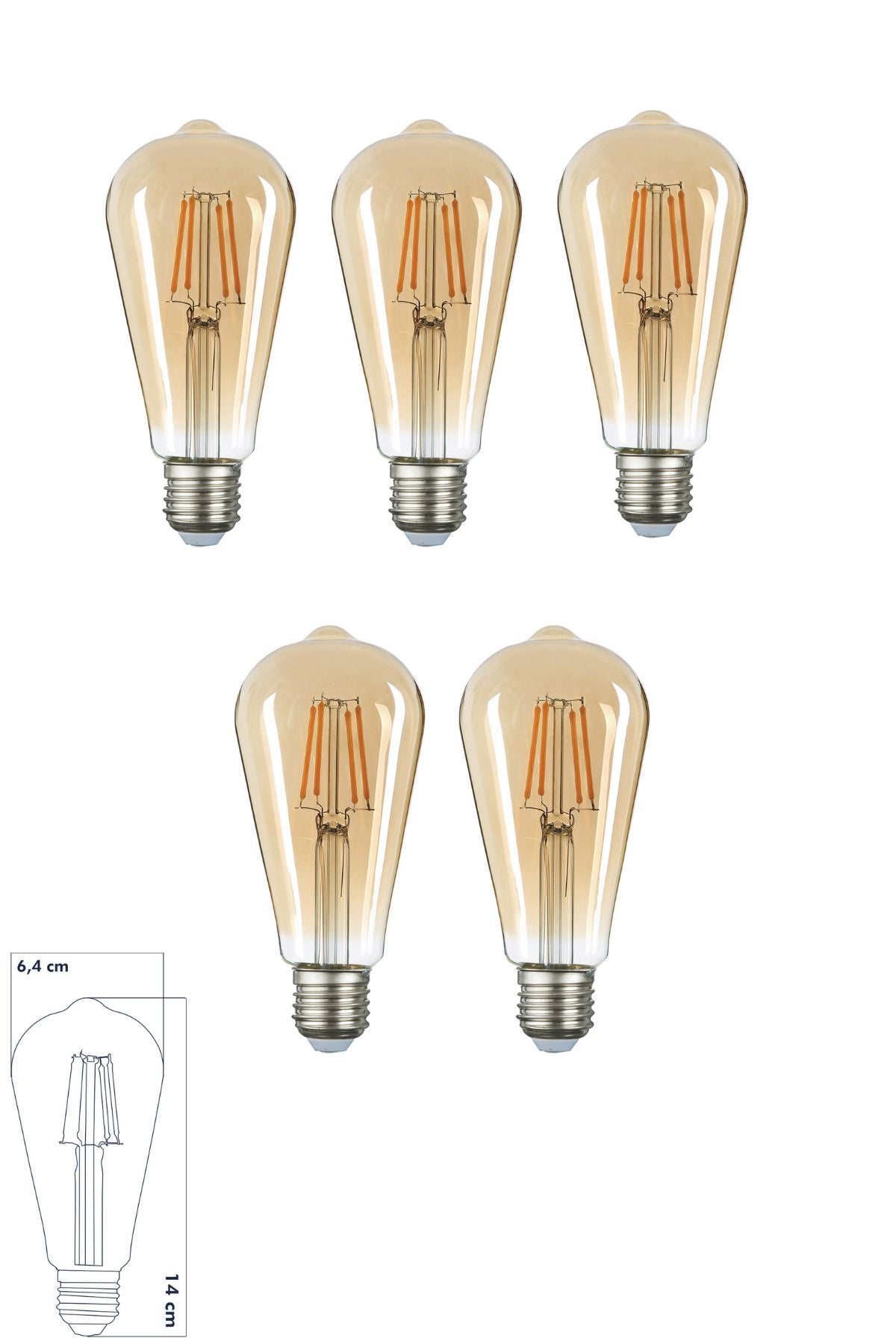E27 St64 Armut LED Ampul 8W 2500K Gün Işığı 5'li ERD-53