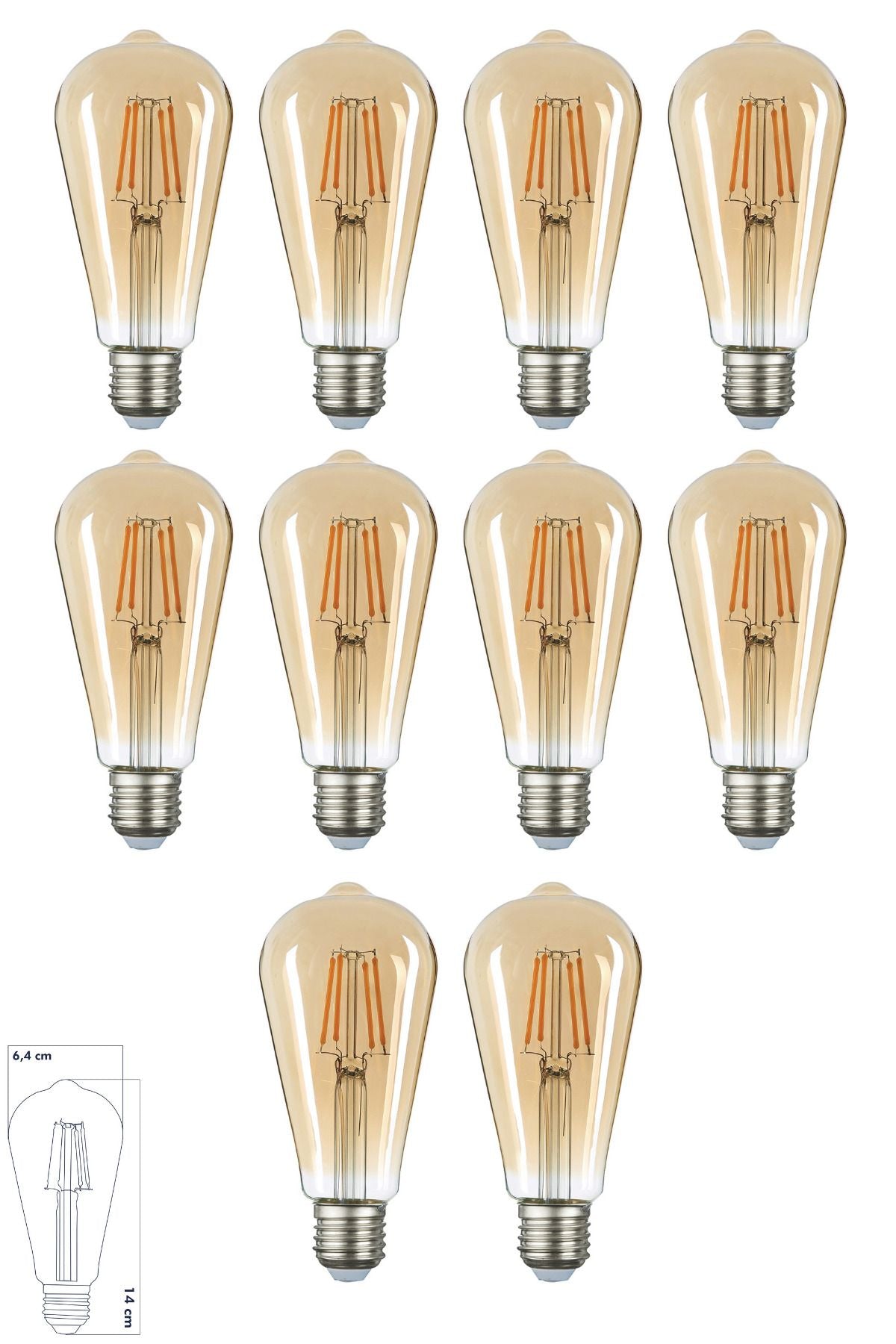 E27 St64 Armut LED Ampul 8W 2500K Gün Işığı 10'lu ERD-53