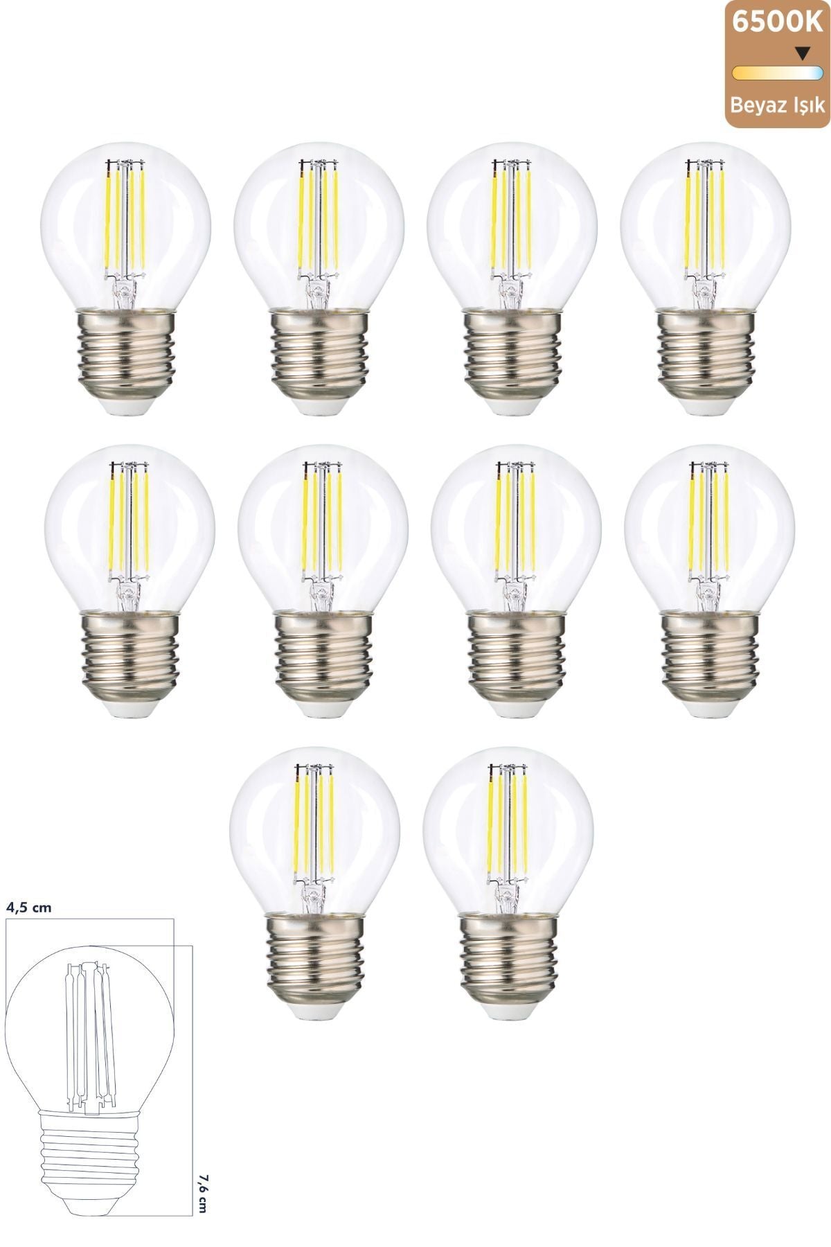 Heka Filament Rustik LED Ampul 6W E27 Beyaz Işık 10'lu ERD-247