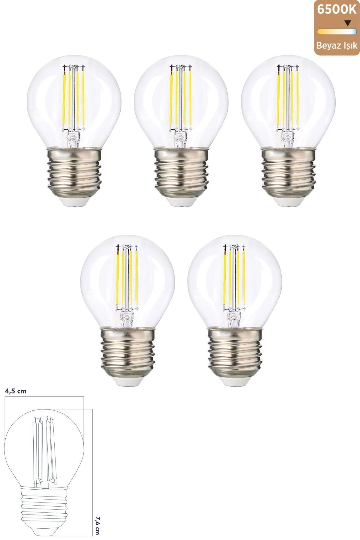 Heka Filament Rustik LED Ampul 6W E27 Beyaz Işık 5'li ERD-247