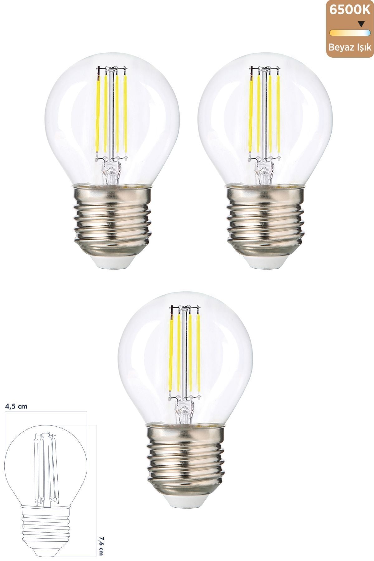 Heka Filament Rustik LED Ampul 6W E27 Beyaz Işık 3'lü ERD-247