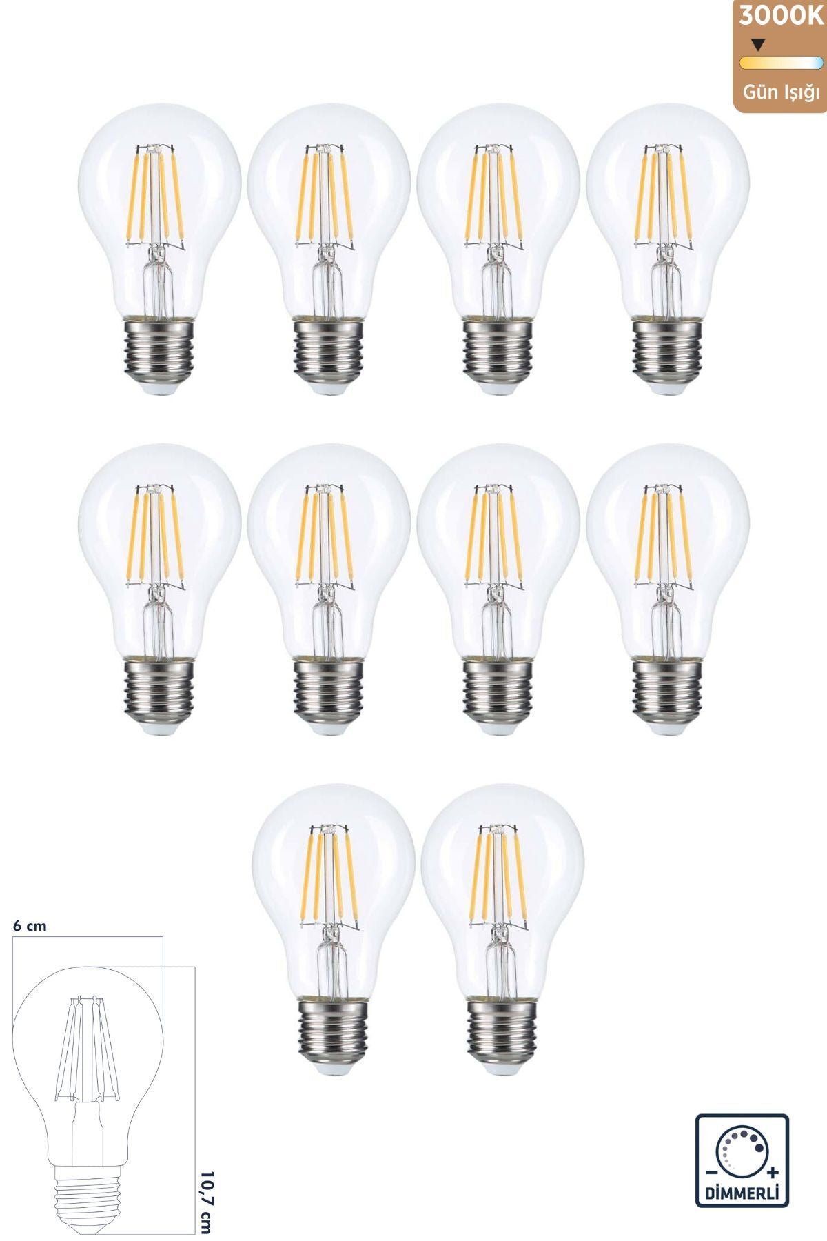 Heka LED Filament Rustik Ampul E27 8W 3000K Gün Işığı 10'lu ERD-252