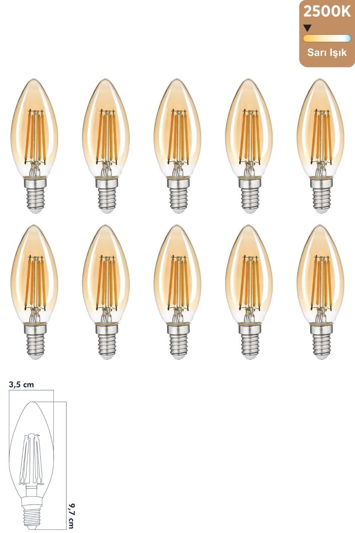Rustik Led Ampul 6W E14 2500K Gün Işığı 10'lu ERD-34