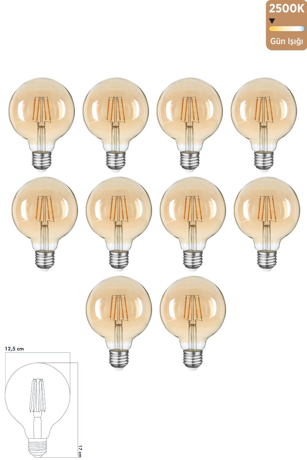 Heka Rustik LED Ampul E27 6W 2500K Gün Işığı 10'lu ERD-39