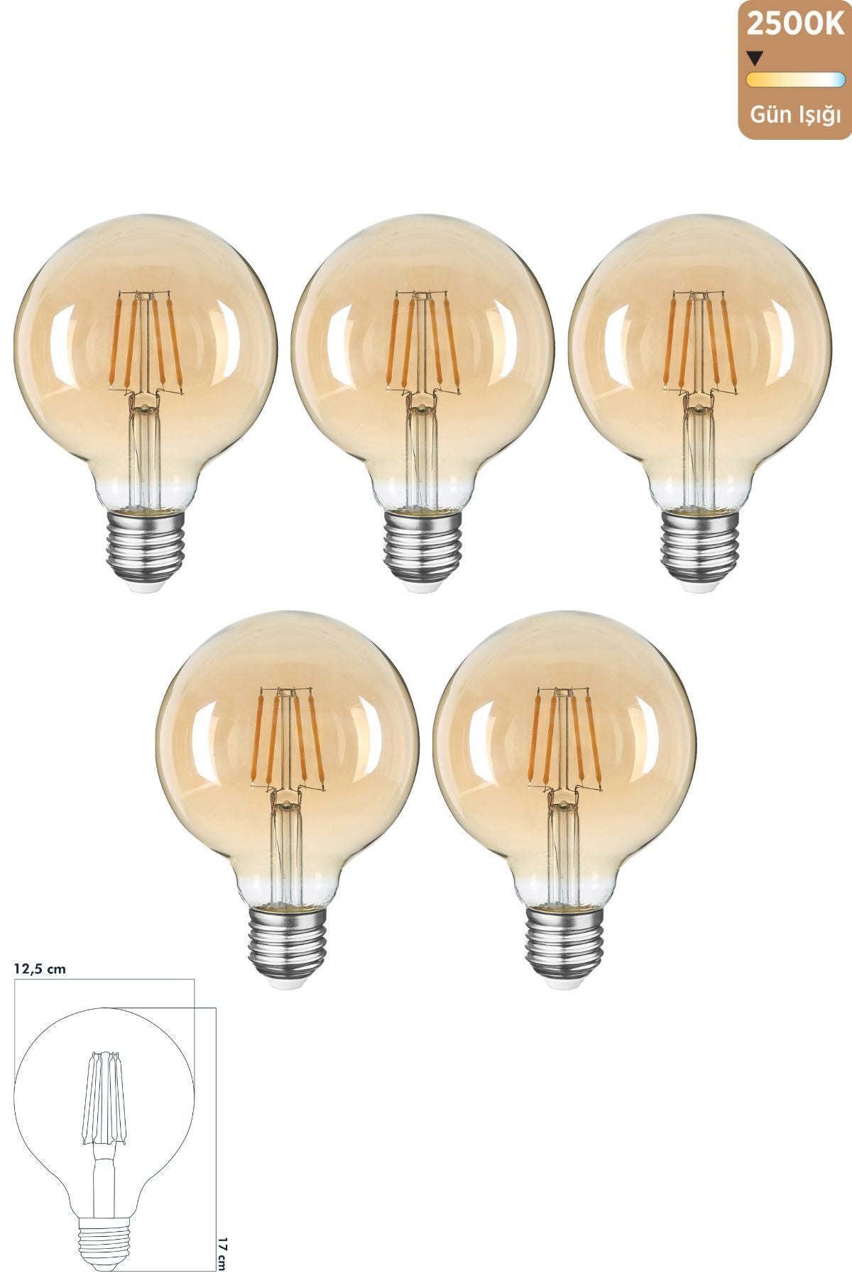Heka Rustik LED Ampul E27 6W 2500K Gün Işığı 5'li ERD-39