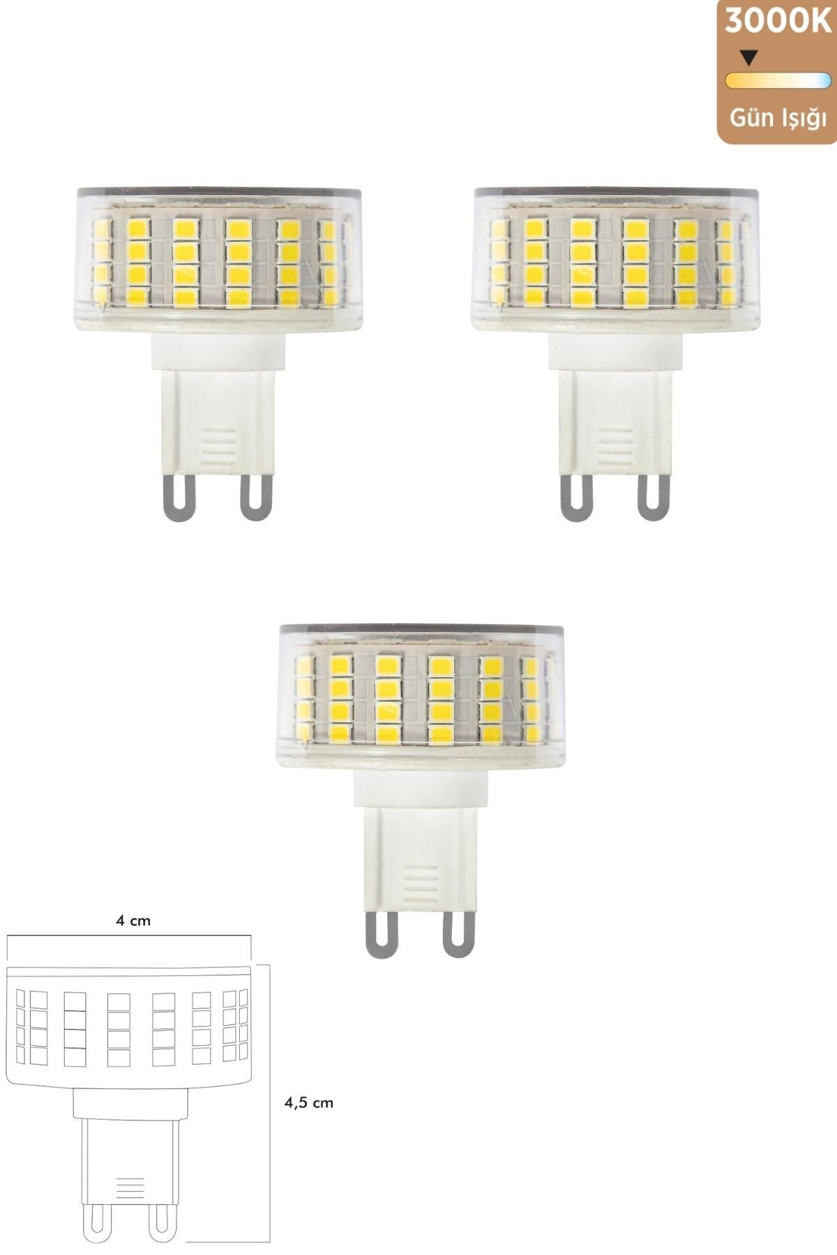 Heka Smd LED Ampul G9 9W 3000K 3'li ERD-270