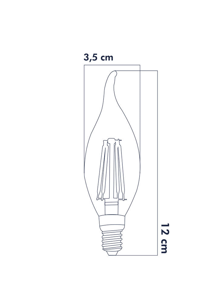 Heka Led Filament Rustik Ampul Kıvrık Uç  6W E14 6500K Beyaz Işık ERD-94