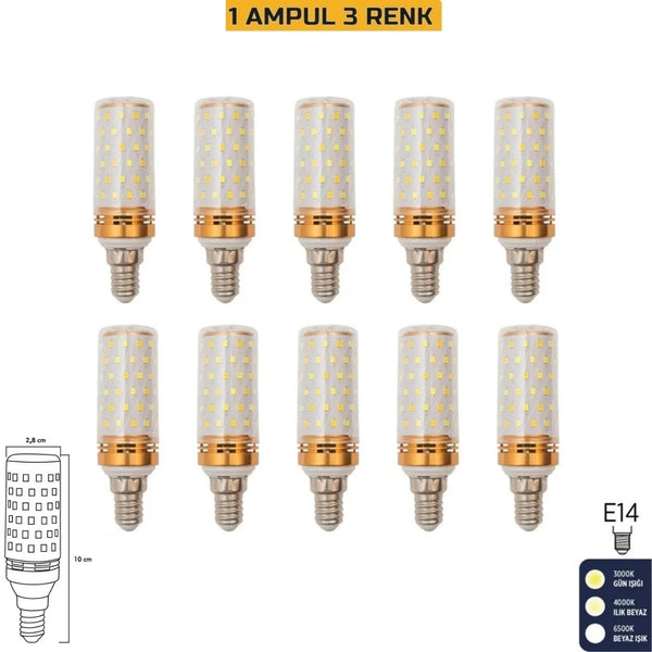 Heka Mısır Şeffaf LED Ampul 10W E14 Üç Renkli ERD-306 (10'lu Paket)