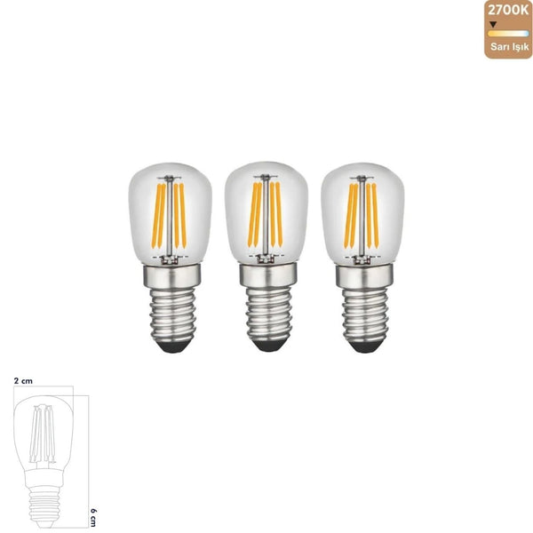 Heka ST26 Rustik LED Ampul 2W E14 2700K Sarı Işık ERD-69 (3'lü Paket)